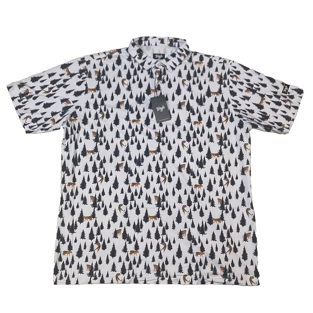 Waggle Mens Golf Performance Polo Shirt 2XL Tigers In The Woods NEW $69